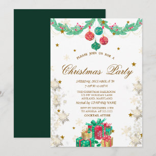 Invitation Présents Décorations Rétro Flocons de Noël Noël
