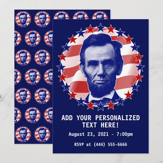 Invitation Président Abraham Lincoln Stars and Stripes Invita (Devant / Derrière)