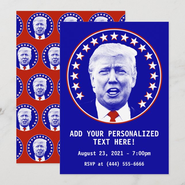 Invitation Président Donald Trump en bleu (Devant / Derrière)
