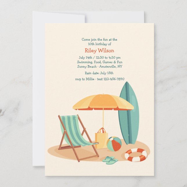 Invitation presse de la plage de partie (Devant)