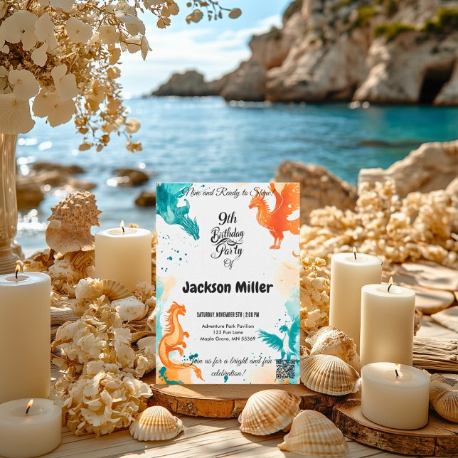 Invitation Prêt à briller 9e anniversaire Turquoise et Marigo (Créateur téléchargé)