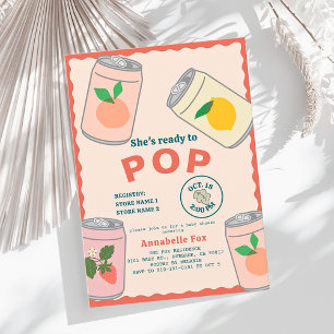 Invitation Prêt à cueillir des purées de soda Baby shower ros