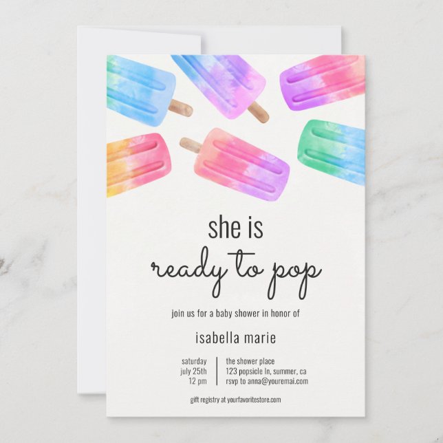 Invitation Prêt à éclater Fête prénatale de Popsicle Baby (Devant)
