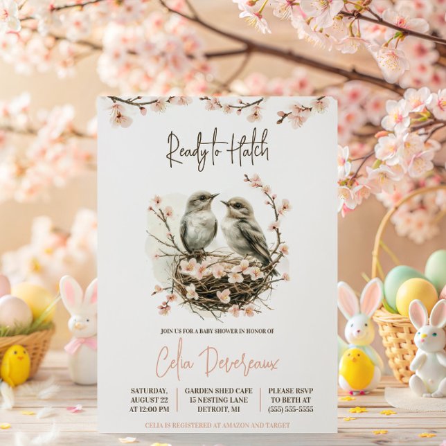 Invitation Prêt à éclore !  Cadeau de naissance oiseaux niche (Créateur téléchargé)