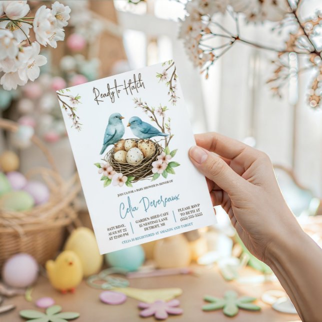 Invitation Prêt à éclore !  Cadeau de naissance oiseaux niche (Créateur téléchargé)