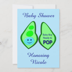 Invitation Prêt à faire Pop Baby Boy Blue Pea Baby shower per