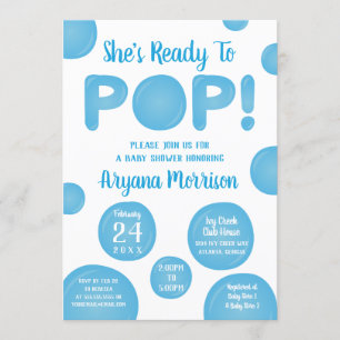 Invitation Prêt À Pop Baby shower, Bleu