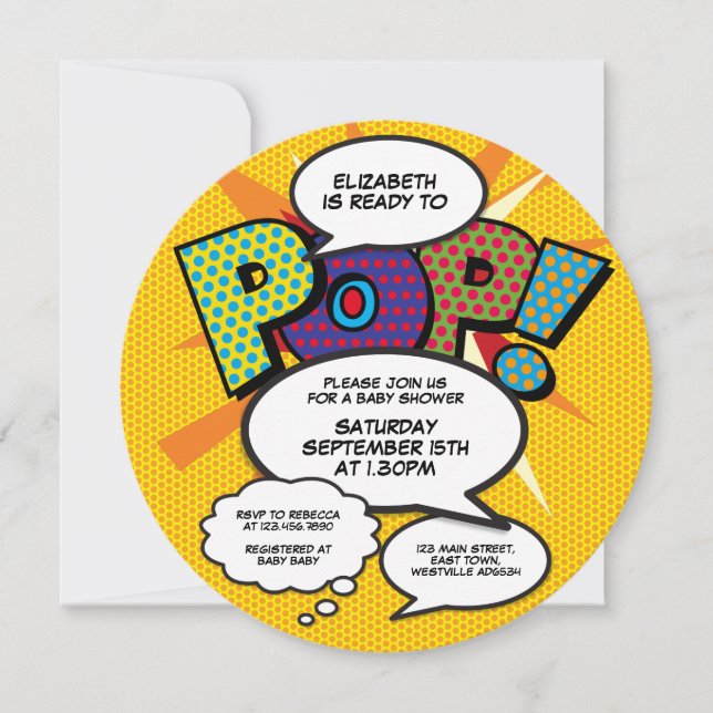Invitation Prêt à pop Baby shower moderne Amusement (Devant)