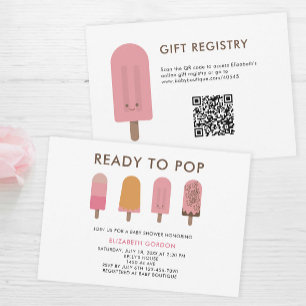 Invitation Prêt à pop Baby shower QR Code Registre Popsicle