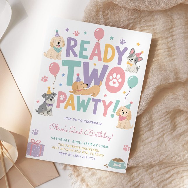 Invitation Prêt pour la fête de chien pour le 2e anniversaire (Créateur téléchargé)