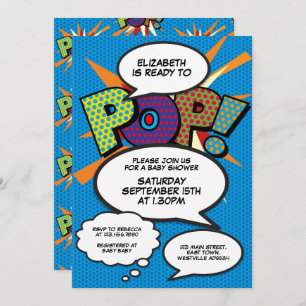 Invitation Prêt pour la pop Baby shower Modern Boy Blue