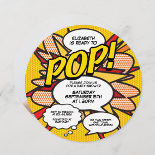 Invitation Prêt pour la pop Baby shower Photo Fun Retro Comic
