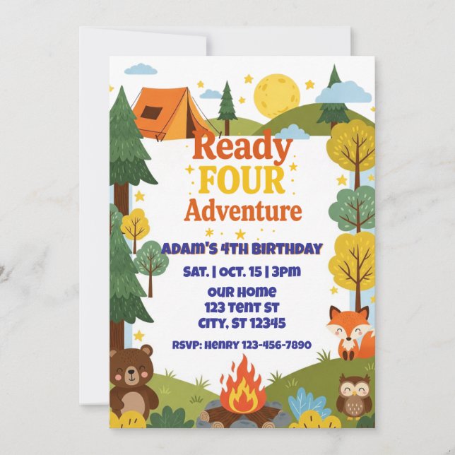 Invitation Prêt POUR l'Aventure, 4e Anniversaire (Devant)