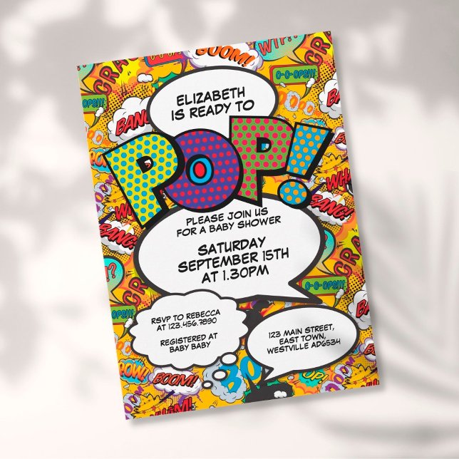 Invitation Prêt pour Pop Baby shower Comic Book Modern (Créateur téléchargé)