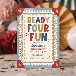Invitation Prêt pour un garçon fantaisiste 4ème anniversaire