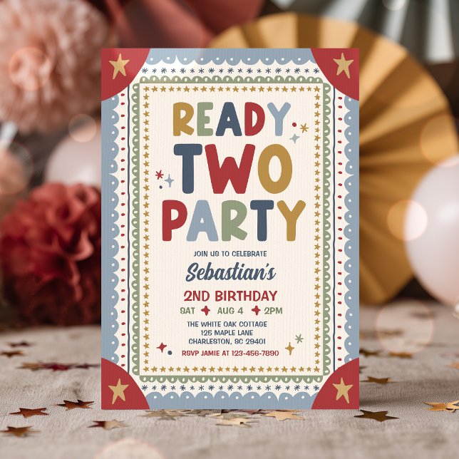 Invitation Prêt pour une fête fantaisiste garçon deuxième ann (Créateur téléchargé)
