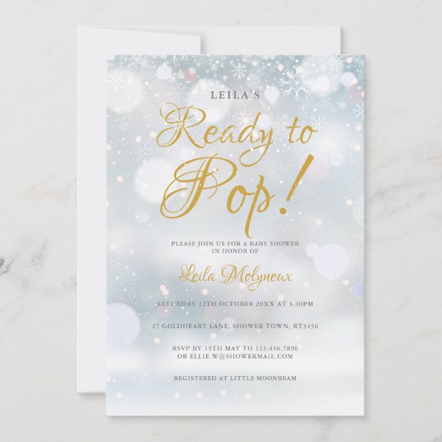 Invitation Prête à Accoucher Première Neige Bébé Shower (Devant)