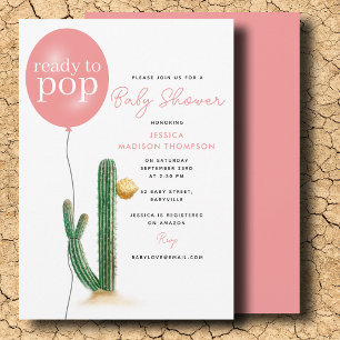 Invitation Prête à éclater Fille Cactus Ballon Baby Shower