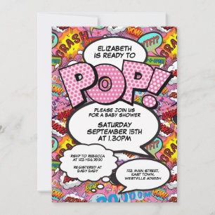 Invitation Prête à exploser Baby Shower Moderne Rose