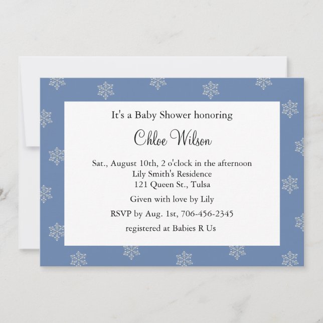 Invitation Pretty Crystal Snowflakes (bleu) (Devant)