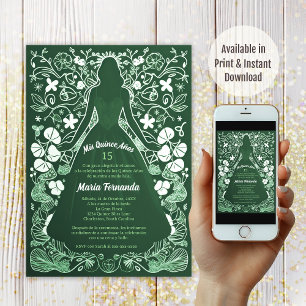 Invitation Pretty Green verde Mis Quince Años Quinceañera