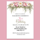 Invitation Pretty Pink and White Peony 21st Birthday<br><div class="desc">Celebrate a special milestone with this elegant floral 21st birthday invitation featuring a beautiful arrangement of soft pink peonies, creamy white blooms, and delicate eucalyptus greenery. The graceful botanical design creates a romantic and sophisticated look, making it perfect for a stylish birthday celebration, garden party, or elegant evening gathering. This...</div>