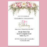 Invitation Pretty Pink and White Peony 50th Birthday<br><div class="desc">Celebrate a milestone birthday with timeless elegance using this beautiful 50th birthday invitation featuring soft pink and ivory peonies with delicate eucalyptus greenery. The graceful floral arrangement creates a sophisticated and feminine design that is perfect for honoring a special woman turning fifty. With its romantic botanical style and classic typography,...</div>