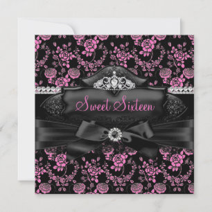 Invitation Pretty Tiara & Bow Rose Sweet 16