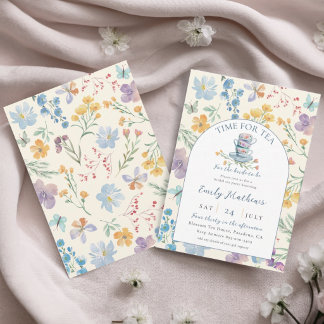Invitation Pretty Time for Tea Wildflower Bridal Shower 