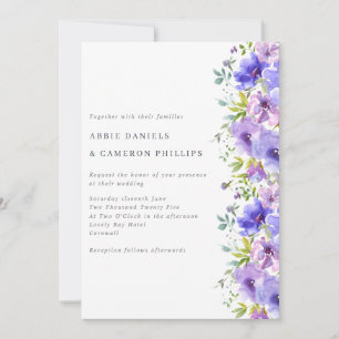 Invitation Pretty Violet Flowers Border Wedding Invite
