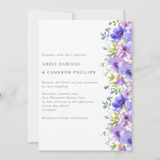 Invitation Pretty Violet Flowers Border Wedding Invite