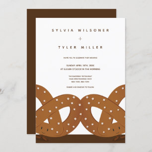 Invitation Pretzels salés Mariage blanc Brown vertical