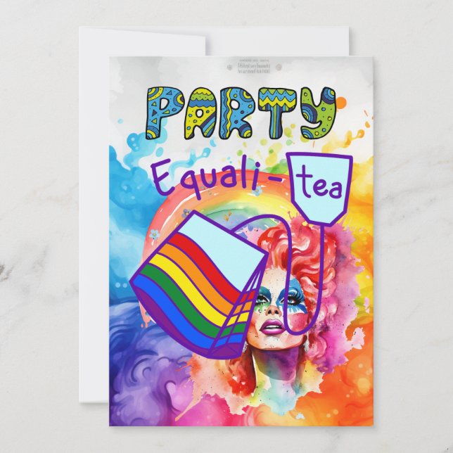 Invitation Pride mois LGBT avec arc-en-ciel (Devant)