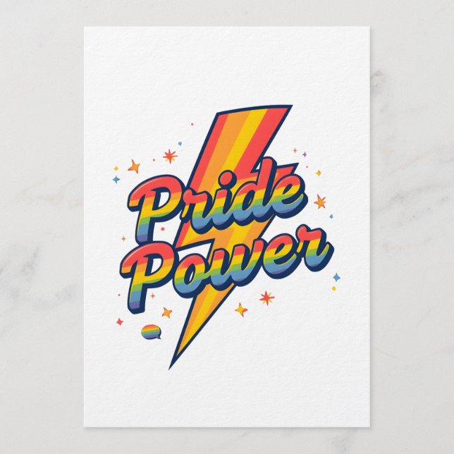 Invitation Pride Power Lightning – LGBTQ+ Rainbow Quote  (Devant)