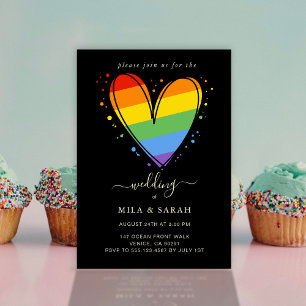 Invitation Pride Rainbow LGBTQ Mariage cardiaque