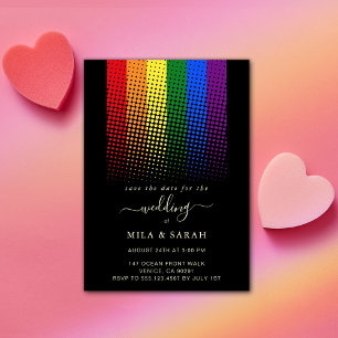 Invitation Pride Rainbow LGBTQ Mariage cardiaque