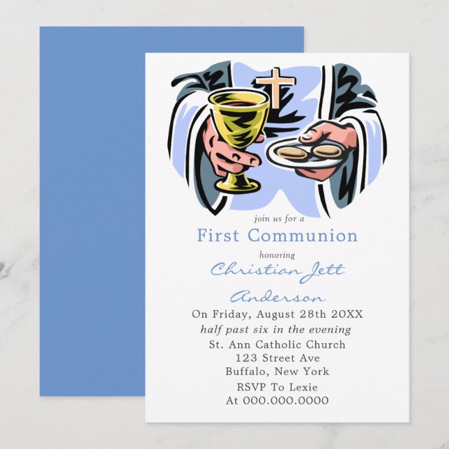 Invitation Prière catholique Première communion (Devant / Derrière)