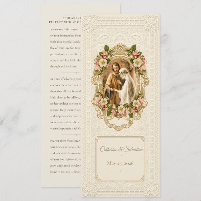 Invitation Prière de mariage catholique traditionnelle  (Devant / Derrière)
