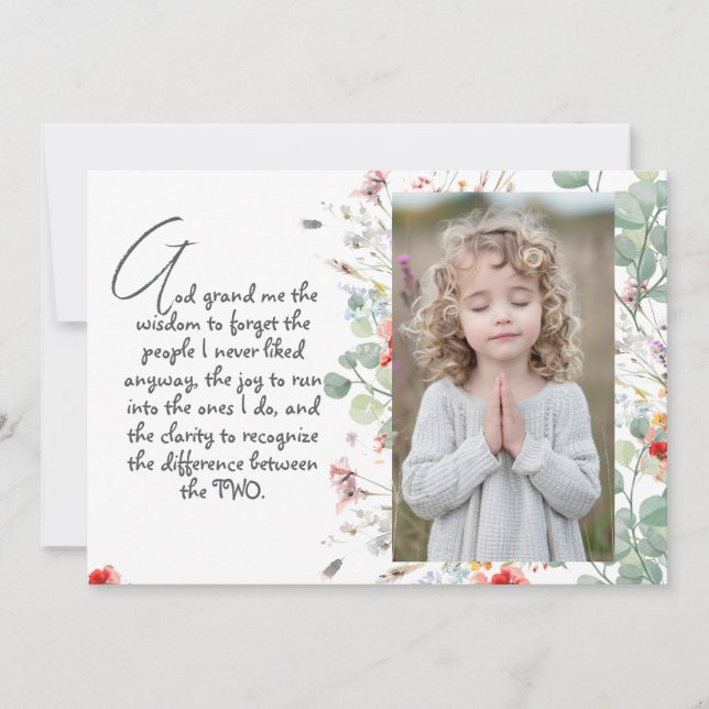 Invitation Prière de Sagesse Personnalisée avec Photo, Nom. . (Devant)