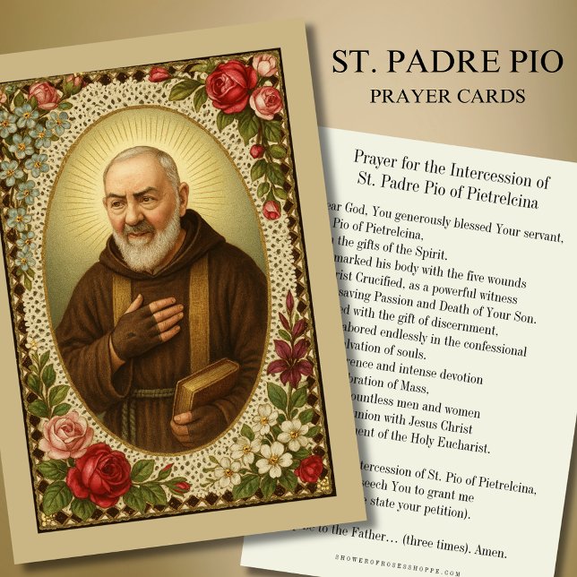 Invitation Prière Saint Padre Pio Prêtre catholique Roses (Créateur téléchargé)
