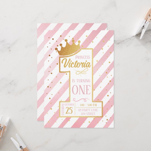 Invitation Primer cumpleaños de la Princesa (Devant/Arrière en situation)