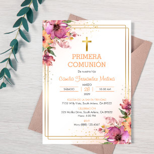 Invitation Primera Communion Invitacion Cross First Communion