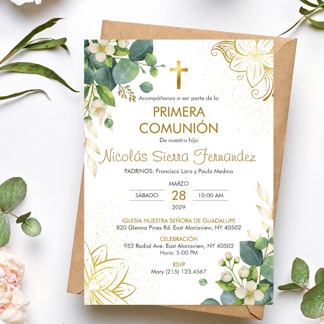 Invitation Primera Comunion Garçon Fille Catholique Première  (Créateur téléchargé)