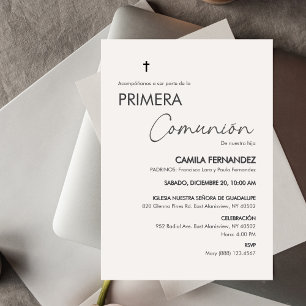 Invitation Primera Comunion Minimaliste Première Sainte Commu