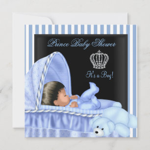 Invitation Prince Afro-Américain Baby Shower Garçon Bassinett