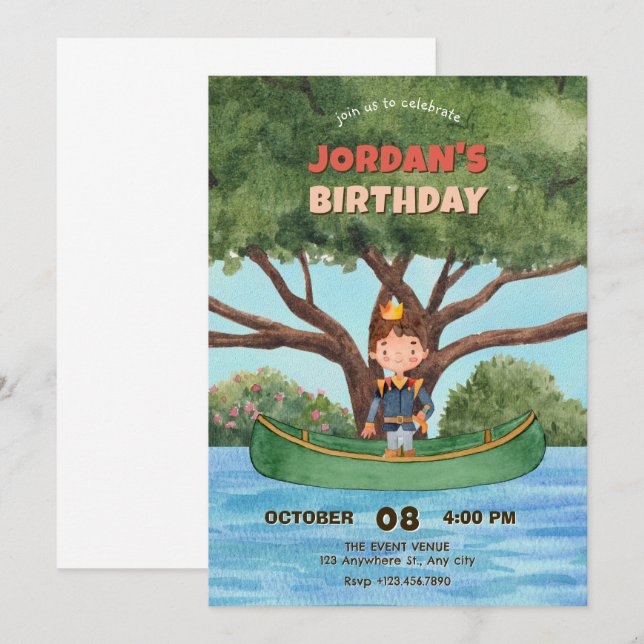 Invitation Prince aquarelle (Devant / Derrière)