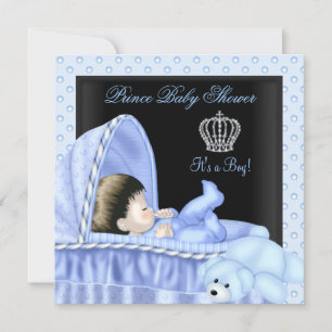 Invitation Prince Baby shower Boy Bassinette Bleue
