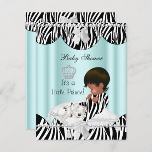 Invitation Prince Baby shower Boy Ethnic Zebra