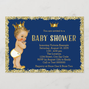 Invitation Prince baby shower de parties scintillantes d'or