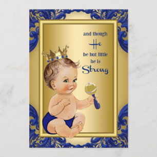 Invitation Prince baby shower d'or de bleu royal